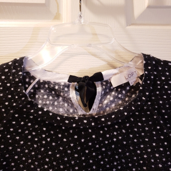 Black and White Polka Dot Sweater w/ Dolman Sleeve - Picture 2 of 4